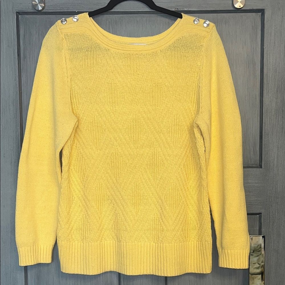 Christopher & Banks XL Petite Sunny Yellow Crewneck Sweater, Lightweight